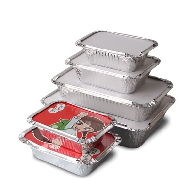 190*110*45MM Emballage alimentaire Pâtisserie alimentaire 500 ml Plateaux en boîtes avec couvercle en aluminium Contenants jetables contenant du papier d'aluminium