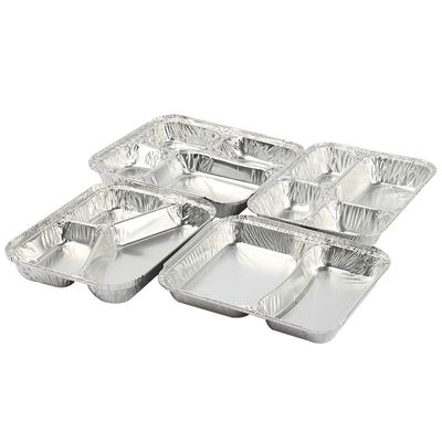 800 ml boîte à lunch en papier d'aluminium 230mm*175mm*38mm en gros plateau de conteneur carré casseroles de haute qualité 2 treillis
