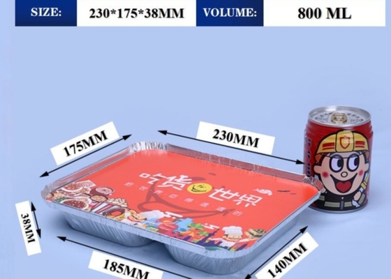 Compartiment Divisé en aluminium boîte à lunch résistant aux températures élevées