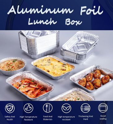 Boîte à lunch en papier d'aluminium de qualité alimentaire avec taille et forme personnalisables, adaptée au micro-ondes pour la restauration et l'usage domestique