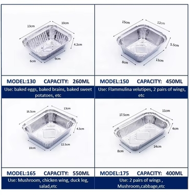 Boîte à repas en aluminium de qualité alimentaire avec couvercle en PET